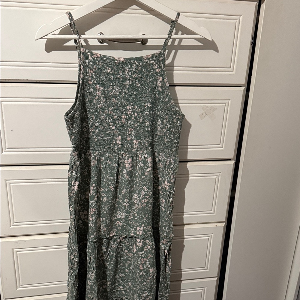 RSQ Floral Midi Dress in Green and Pink